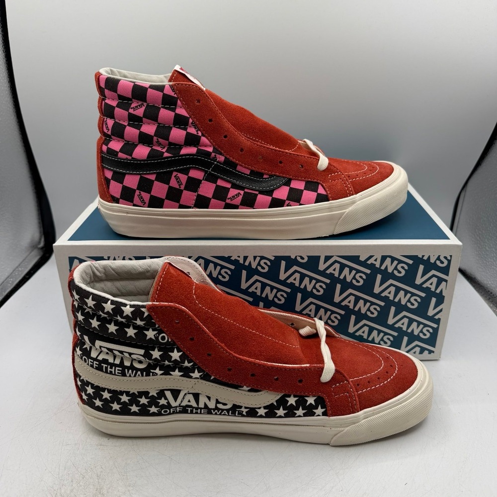 Vans Sk8-Hi LX Bossa Nova Shoes Mens 9.5 Womens 11 Red Pink Black Checkerboard